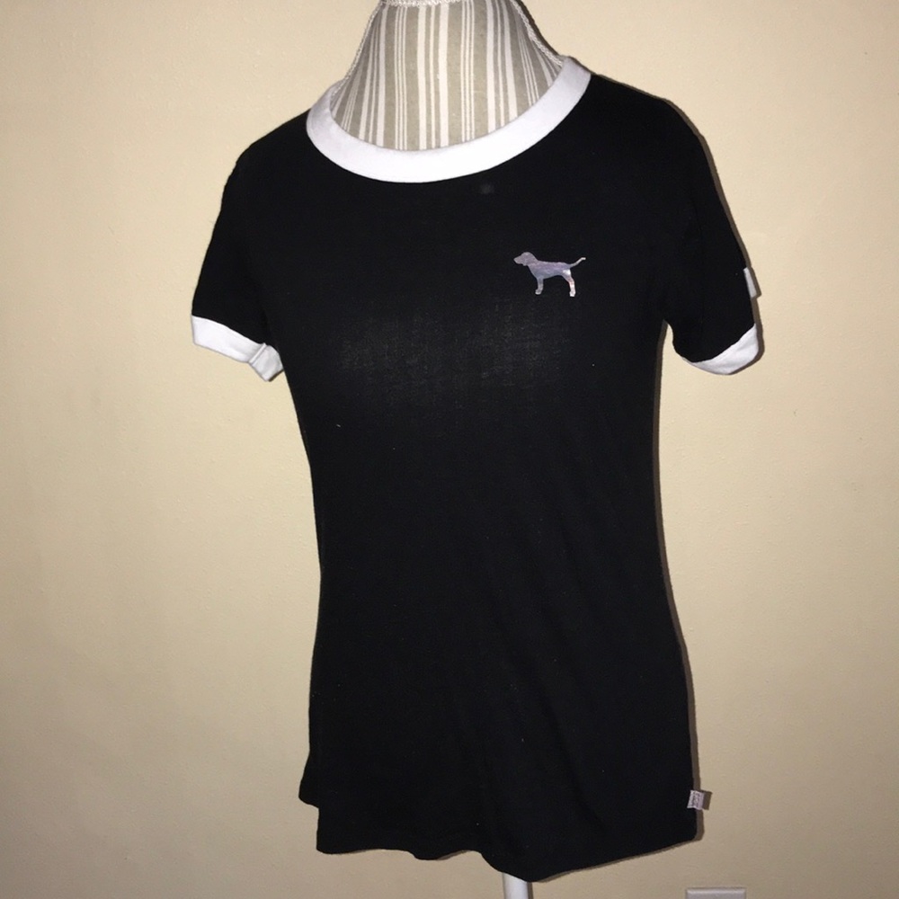 PINK metallic black and white shirt